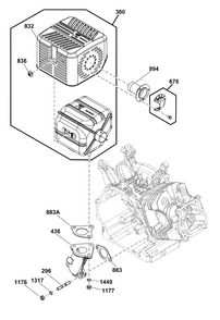 Exhaust Group Diagram and Parts List for 25E337-0035-G1  Briggs and Stratton Engine